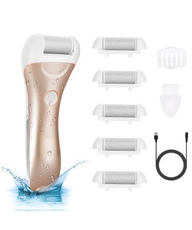 Callus Remover for Feet, Nicebirdie Electric Foot File Callus Removers Rechargeable Waterproof Pedicure Tools Foot Scrubber Shaver Feet Care Tool for Cracked Heels Dead Skin (Golden)