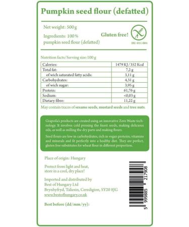 Ground Pumpkin Seed Flour 500g - Raw & Vegan Protein Powder - Buy Online on GoSupps.com