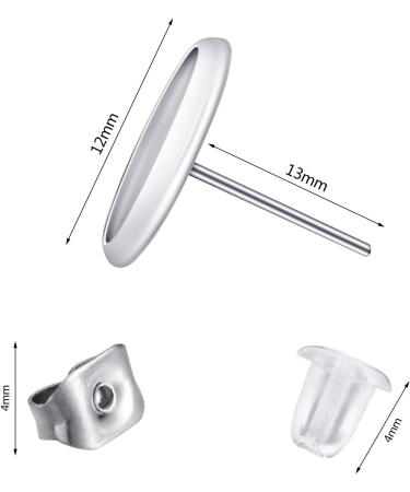 300 Piece Stud Earring Kit: 100 Stainless Steel Bezels, 100 Rubber Backs, 100 Earring Backs - Silver/Clear - Buy Online on GoSupps.com