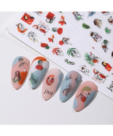 1 Sheet Fashion Decals Graffiti Pattern DIY Nail Art Decoration Slider Manicure Tool Geometric People Face Nail Sticker(1122) Style1122 - Buy Online on GoSupps.com
