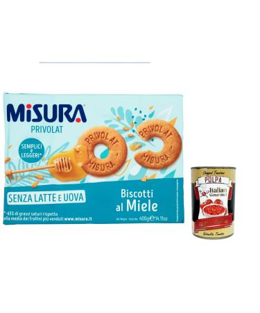Italian Gourmet E.R. Misura Privolat al miele Pack of 12 honey biscuits dairy and egg free biscuits 400g + polpa Italian Gourmet 400g