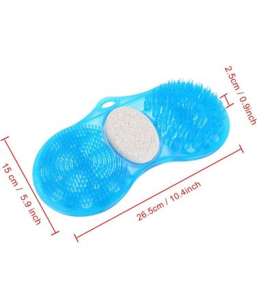 Blue Silicone Shower Foot Scrubber Massager with Pumice Stone - Exfoliating Bath Mat for Foot Massage and Cleaning - Buy Online on GoSupps.com