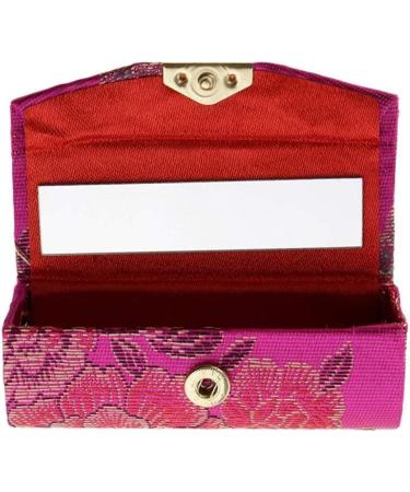 Stylish Portable Lipstick Case Set - Chinese Floral Lip Balm Organizer with Makeup Mirror | 5 Pcs for Travel & Storage - Buy Online on GoSupps.com