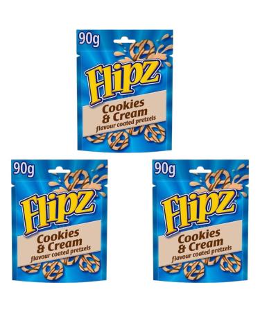3 -way package Flipz Pretzels - 3 times Flavor Coated Pretzels - 3x90g Packing - In a delicious taste: Cookies & Cream + Heartforcards Shipping protection (cookies & cream)