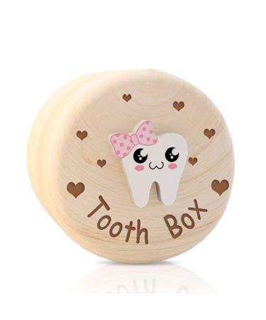 wlertcop Wooden Tooth Storage Box Tooth Box Baby Teeth Box Save Organizer Wooden Tooth Box Cute Tooth Keepsake Box Tooth Holder Box Baby Tooth Box Keepsake for Tooth Loss Baby Birthday Gifts Wood Color-3