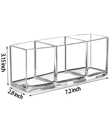 Tasybox Clear Acrylic Makeup Brush Holder Organizer - 3 Slot Cosmetic Brushes Storage Display Case - Buy Online on GoSupps.com