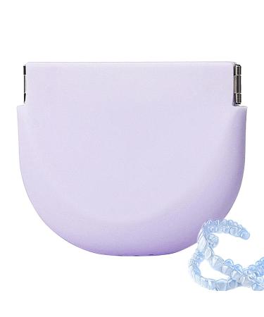 Teksome Storage case food-compatible silicone cover for aligner cleaner portable partial prosthesis case with ventilation holes for dentures artificial teeth and retainer lavender