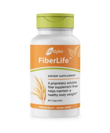 Lifestyles FiberLife Supplement Soluble Fiber for Digestive Health & Cholesterol Support with Konjac Guar Gum Xanthan Gum and Cinnamon Made in Canada 60 Capsules (60 Capsules (Pack of 1)) 1 Count (Pack of 1)