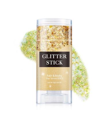 Prreal Body Glitter Mermaid Sequins Glitters for Body Face Sparkling Glitter Stick Chunky Holographic Gliter for Hair Lips Nails Makeup Festival Rave Accessories Stage Christmas Makeup 01 Gold