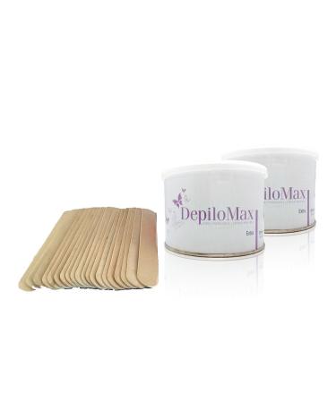 2 Wax depilatory pot green chlorophyll 400 ml + 20 spatulas free offers discovery