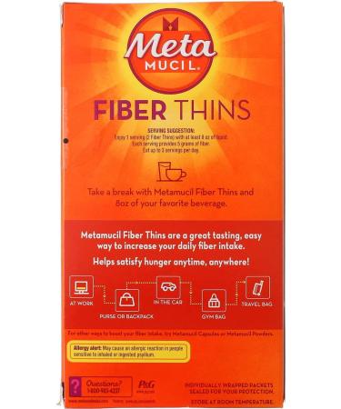 5-Pack Metamucil Fiber Thins Cinnamon - 12ct, 0.77oz per Pack - Buy Online on GoSupps.com