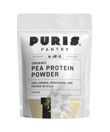 PURIS Organic Pea Protein Powder - 100% Grown, Processed and Packed in USA - 2 LB Unflavored - Certified Organic, Vegan, Gluten-Free, Non-GMO - Plant Based Protein Powder - Keto-Friendly, BCAA Unflavored 2 Pound (Pack of 1)