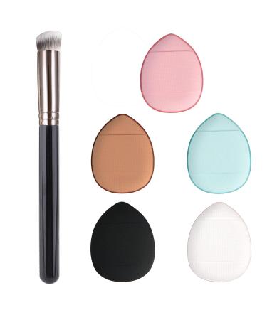 Concealer Brush with Finger Puff Mini Makeup Puff Suitable for Eye Cream & Concealer Covers Blemishes Imperfections & Dark Circles Beauty Makeup Tools (6 pieces a set)
