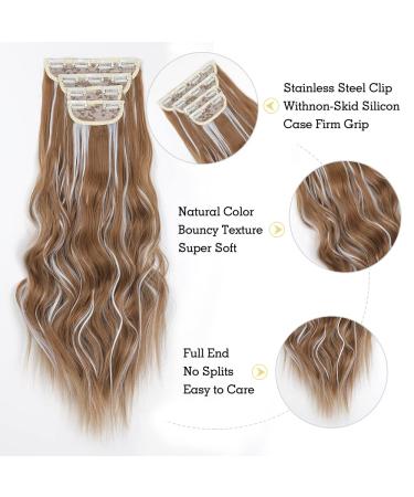 Buy Yddm 24-Inch Wavy Hair Extensions - Clip-In Synthetic Hair - Full Head 4PCS - Affordable Realistic Look for Women 27H60# - Buy Online on GoSupps.com