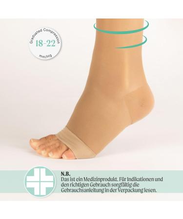 Calzitaly 1/2 Toe-Free Compression Stockings | Soft Support 18-22 mmHg | Open Toe | 140 Den | Made in Italy | Skin Color | Size S/M | 2 Pack - Buy Online on GoSupps.com