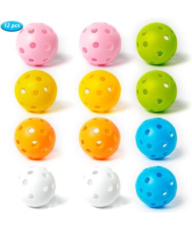 THIODOON Practice Golf Balls 12 Pack - Limited Flight Hollow Plastic Training Balls - Colored Airflow for Swing Practice - Indoor & Outdoor - Buy Online on GoSupps.com