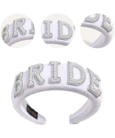 Bride Headband for Bridal Shower Bachelorettes Party Artificial Pearl Hairhoop Elegant Headband CarnivalParty Headpiece Velvet style - Buy Online on GoSupps.com