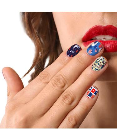 JERCLITY 4th of July Nail Wraps - Patriotic American Flag Nail Strips with Nail File - Buy Online on GoSupps.com