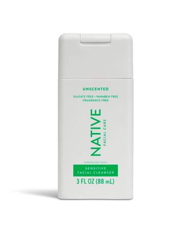Native Sensitive Skin Mini Facial Cleanser - Unscented - 3 fl oz - To Carry In Your Pockets Or For Your Travel