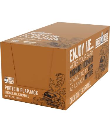 Uncle Jack's Protein Flapjacks | 16 x 100g | 18g Protein | High Protein High Fibre | Vegetarian | (Chocolate Caramel) - Buy Online on GoSupps.com