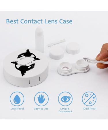 Orca Whale Round Case For Contact Lens Kit Storage Box with Mirror Printed - Buy Online on GoSupps.com