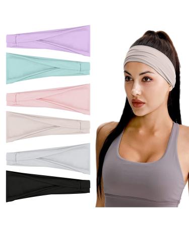 Flintronic 6 PCs Sports women's headband cotton stretch welding band mixed colors Wicking Stretchy headband for women sports/yoga/running/fitness #2 light color - Buy Online on GoSupps.com