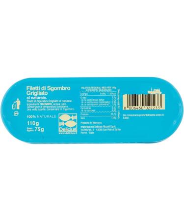 Delicious Delicius Filetti di Sgombro Grigliati al Naturale natural grilled mackerel fillets rich in Omega 3 highquality blue fish 110 g can + Italian gourmet Polpa di Pomodoro 400 g can - Buy Online on GoSupps.com