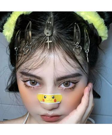 Y2K Snap Clip Set - 8 Pairs Silver Tone Metal Vintage Charms Hip Hop Jewelry Hair Accessories | 90s Style Aesthetic Gifts for Women & Girls - Buy Online on GoSupps.com