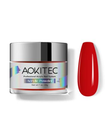 Acrylic powder for nails aokitec professional acrylic powder for nail extension acrylic nail powder French nail art system acrylic nail powder for at home and salon (1 oz) 1 oz red