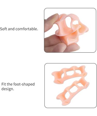 Skin color Toe Separators - 2 Pairs for Toe Correction & Pain Relief | Gel Toe Straighteners, Hammer Toe Corrector, Hallux Valgus Support - Buy Online on GoSupps.com