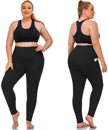 3 Pack XX-Large Plus Size Leggings with Pockets for Women - High Waist Tummy Control, Workout Yoga Pants in Black - NEW YOUNG - Buy Online on GoSupps.com
