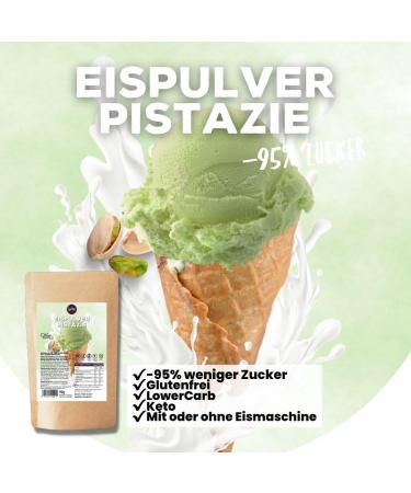 Ice Cream Powder Pistachio - No Added Sugar | 400g for Homemade Ice Cream (With/Without Maker) - International Shipping - Buy Online on GoSupps.com