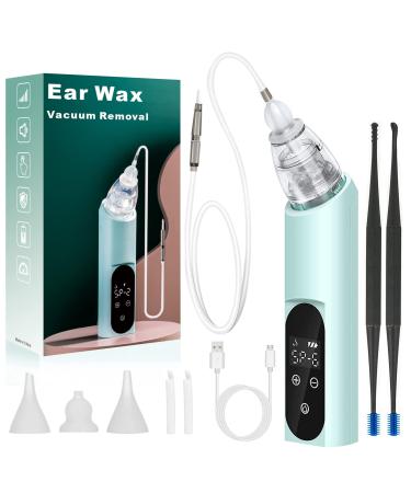 Ear Wax Vacuum Removal Tool  6 Gear Strong Suction Electric Ear Cleaner Ear Vacuum Wax Remover  USB Charge Earwax Removal Kit Reusable Soft Silicone Ear Cleaning Kit Water Remover Tool (Blue)