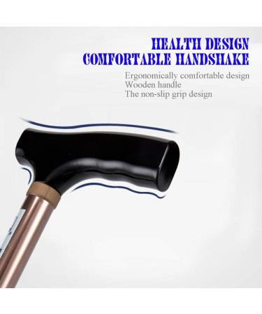 Crutch Lightweight Non-Slip Aluminum Alloy Elderly Walking Stick Retractable Height Adjustable Walking Aid Copper Fashionable Bathing in Sunlight - Buy Online on GoSupps.com