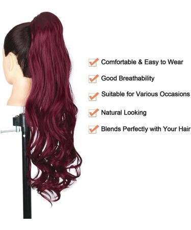 Body Wave Ponytail Hair Extension 24" Long Curly Wavy Drawstring Ponytail Hairpieces Clip in Natural Looking Synthetic Hair Extension for Women (Color : Burg Size : 24inches) 24inches Burg - Buy Online on GoSupps.com