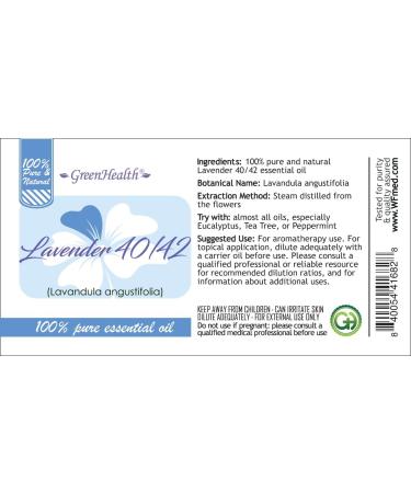 Lavender 40-42 1/3 fl oz (10 ml) Glass Bottle 100% Pure Essential Oil GreenHealth - Buy Online on GoSupps.com