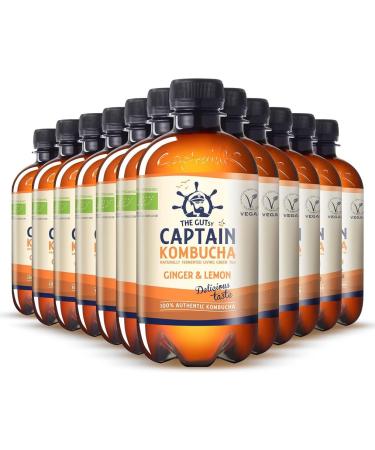 The Gutsy Captain Kombucha - Kombucha Tea -12 x 400ml-Ginger Lemon 12 PCS Kombucha Ginger