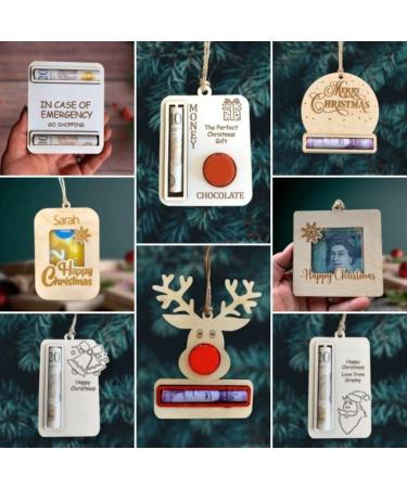 Christmas Unique Money Holder Handmade Wooden Money Card Hanging Decoration Xmas Tree Ornaments Pendant Funny Christmas Money Cash Gift Money Boxes - Buy Online on GoSupps.com