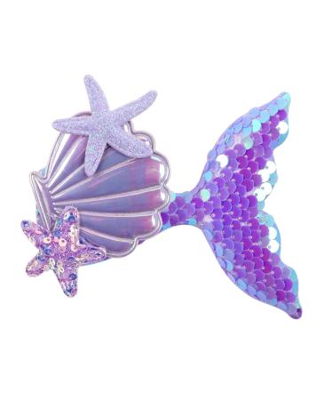 Mermaid Tail Hair Clip Pin with Sequins Fish Tail, Starfish, Shell Design - Purple | One Size - Buy Online on GoSupps.com