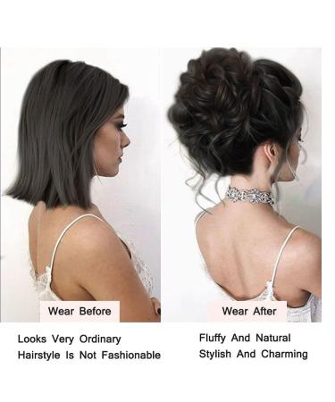 RPAEOY Curly Wavy Hair Tie with Clip | Synthetic Messy Bun Scrunchy for Women - Brownish Black - Buy Online on GoSupps.com