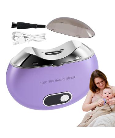 Fingernail Trimmer Electric | Safety Fingernail Nail Clipper Nail Scraps Storage Clipper Rechargeable LCD Digital Display Clipper Light & 3 Speeds for Children Seniors Purple