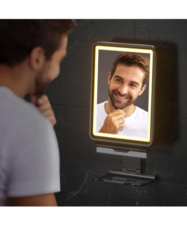 Fogless Shower Mirror 6.2x8 with Squeegee | Dimmable Lighting & Two Mounting Options | Ideal for Shaving | Black - Buy Online on GoSupps.com