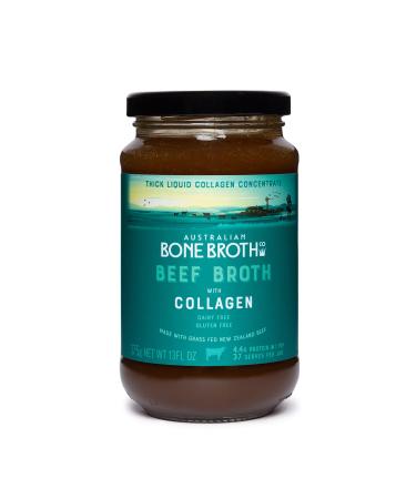 Beef Broth with Collagen Concentrate - Instant bone broth beverage boosted with grass-fed collagen. Halal Broth. Gluten Free, Preservative Free No spices or herbs. Halal Certified 375 gram Jar