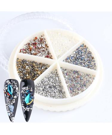 In Wheel Nail Art Decoation Pearl Chameleon Stone Nail Stud Nail Rhinestone Mixed Design 3D(B)