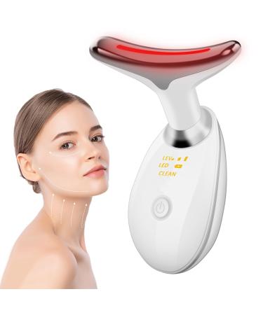 Face and Neck Massager 7 Color LED Facial Beauty Device Portable Skin Care Tools for Home Use White