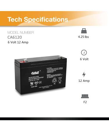Casil 6V 12Ah Rechargeable Sealed Lead Acid Battery - High-Quality F2 Terminals for International Shipping - Buy Online on GoSupps.com