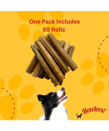 HOWLERS Pack of 50 Natural Rawhide Cigars 1.125 KG | Rawhide Dog Chews Made From 100% Natura Hide | Dog Chew Dog Sizes (50) - Buy Online on GoSupps.com