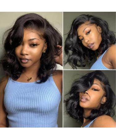Body Wave Lace Front Wigs Human Hair Pre Plucked With Baby Hair Swiss Lace Front Wigs Human Hair Brazilian 4X4 Lace Closure Human Hair Wigs Natural Color For Black Women 180% Density(14inch) 14 Inch 4x4 Body Wave Wig