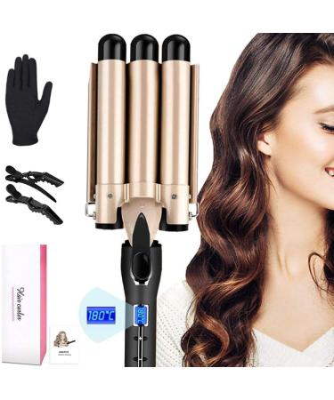 Lockenstab 3 barrels of waves deepwaves 28mm Aimervo Waver LCD 14 temperature levels 80-210 for medium-length/long thickness/thin hair curler with ceramic coating heat shoe 2 hair clip - Buy Online on GoSupps.com