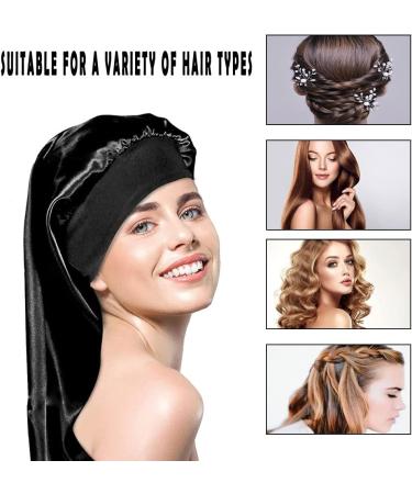 Buy Ladaypoa Long Satin Sleeping Cap | 2-Piece Extra Large Sleeping Hats for Women - Black & Red Perfect for Long Braids - Buy Online on GoSupps.com
